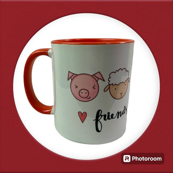 3/$20 Orca Coatings Friends Not Food Animals White Orange Ceramic Coffee Mug - Picture 1 of 7